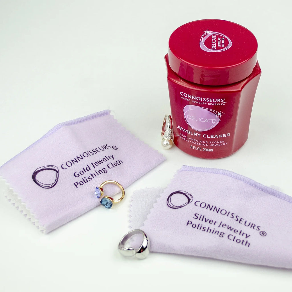 All-Purpose Jewelry Cleaning Kit with Cleaner Solution and Polishing Cloths