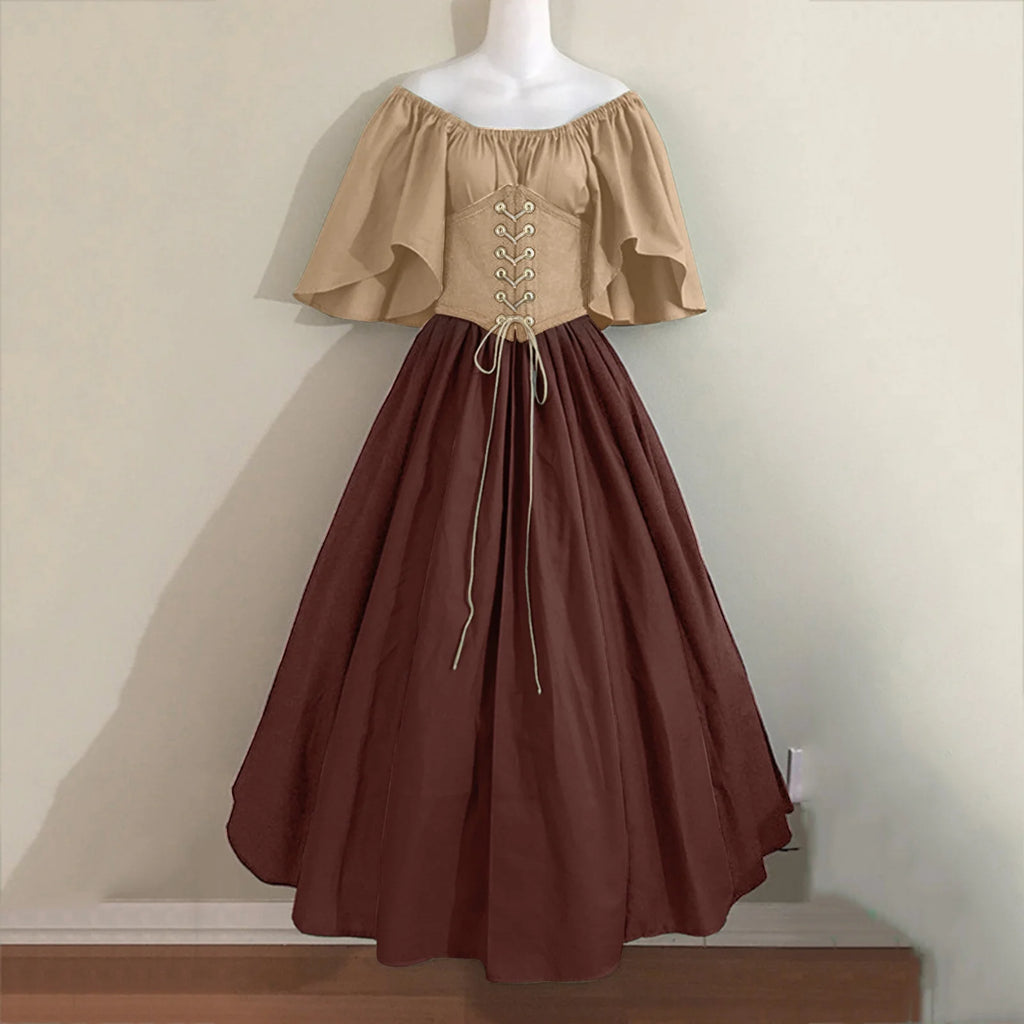 UPPADA Womens Renaissance Faire Dresses Medieval Irish Traditional plus Size Dresses Ruffle over Dress Corset Retro Cosplay Gown