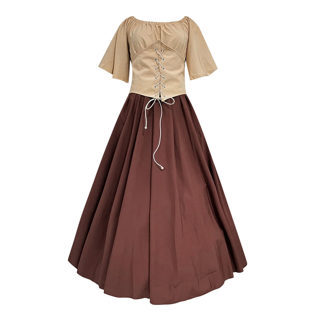 UPPADA Womens Renaissance Faire Dresses Medieval Irish Traditional plus Size Dresses Ruffle over Dress Corset Retro Cosplay Gown