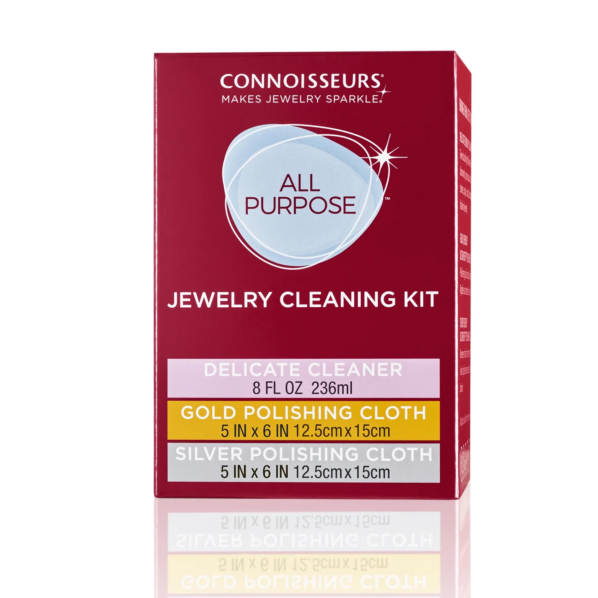 All-Purpose Jewelry Cleaning Kit with Cleaner Solution and Polishing Cloths