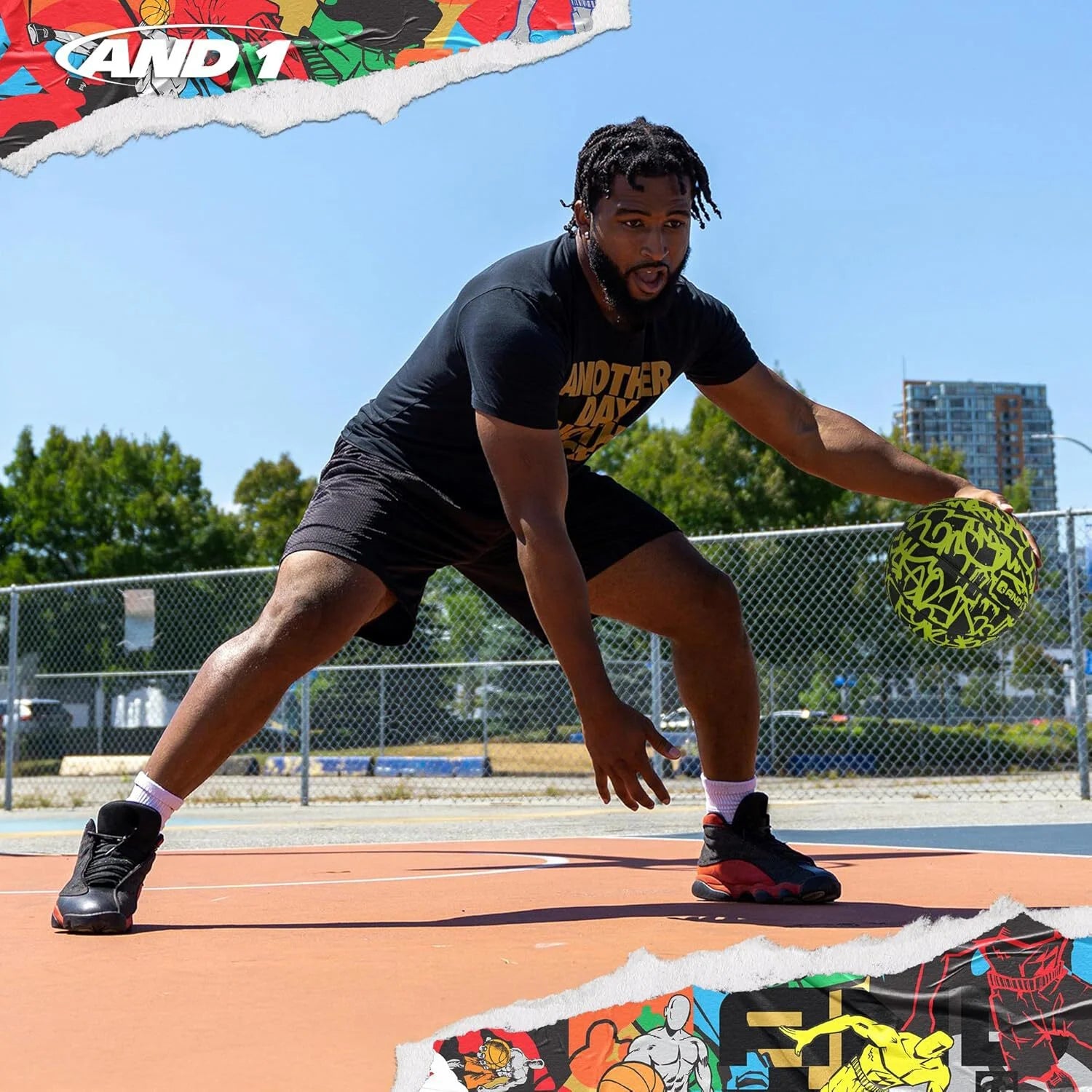 Fantom Graffiti Rubber Basketball, Size 7 (29.5"), Deep Channel Construction, Indoor/Outdoor Use